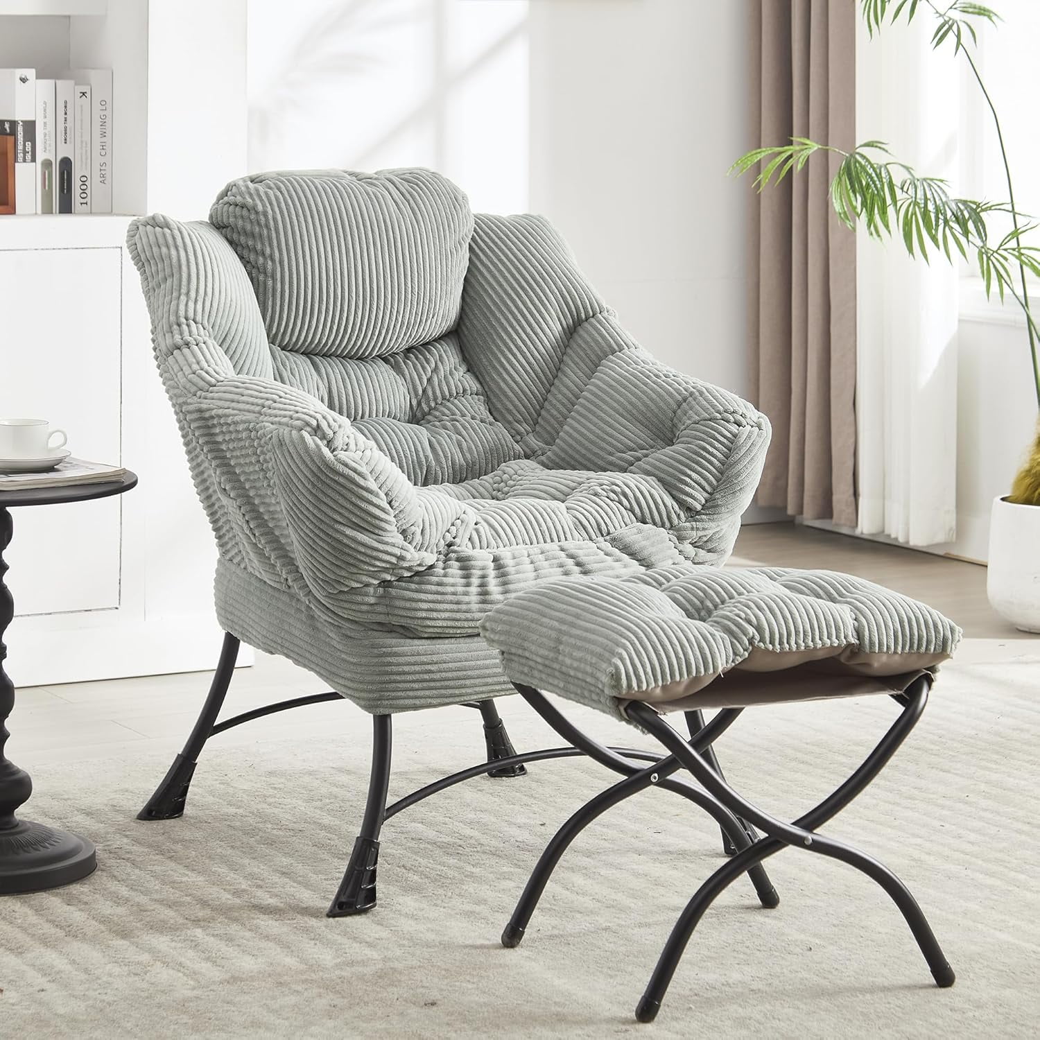 Modern Small Bedroom Chairs HOMEFUN Lazy Chair With Ottoman