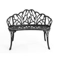 thumbnail image 1 of HOMEFUN Outdoor Patio Bench, Tulip Garden Bench All-Weather Cast Aluminum Extra Loveseat for Lawn Front Porch Path Yard Decor Deck Furniture-Black, 1 of 7