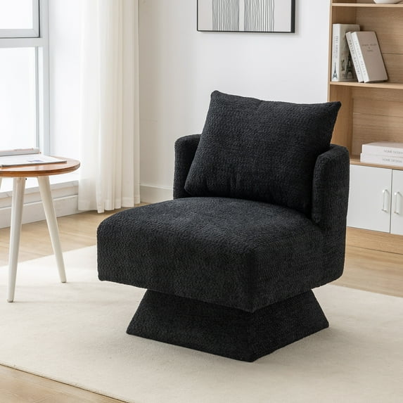 HOMEFUN Swivel Barrel Chair, Comfy Round Accent Sofa Chair for Living Room, 360 Degree Swivel Barrel Club Chair, Leisure Arm Chair for Nursery, Hotel, Bedroom, Office, Lounge