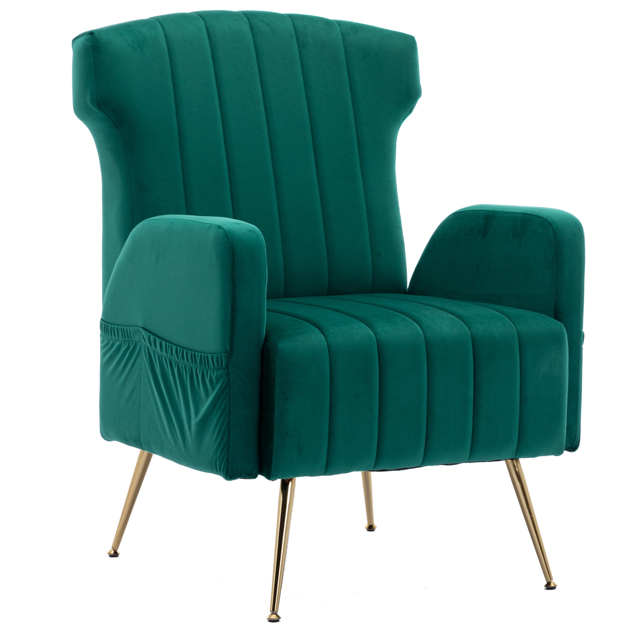HOMEFUN Velvet Accent Chair, Upholstered Wingback Armchair Single Sofa