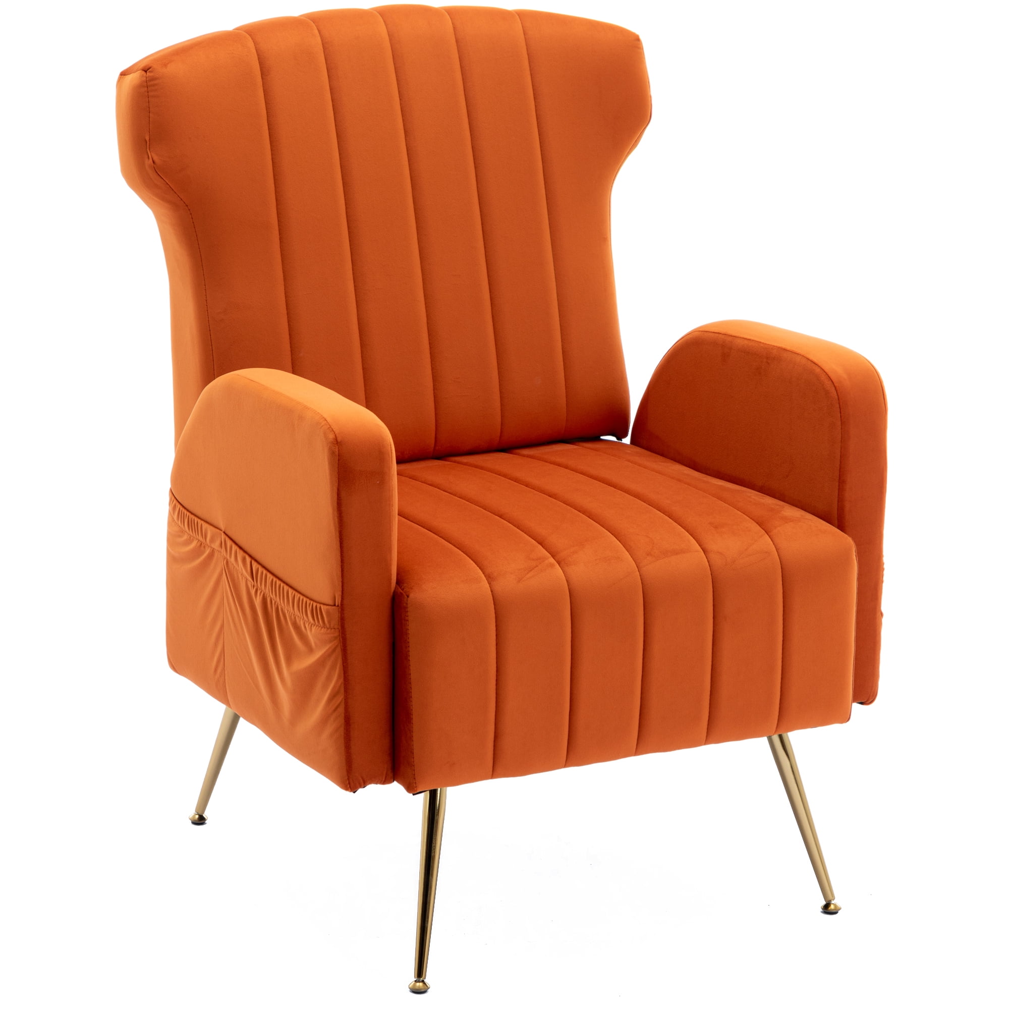 HOMEFUN Wingback Accent Chair,Velvet Upholstered Armchair Single Modern