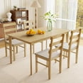 thumbnail image 1 of HOMEFUN Wood Dining Table Set for 4, Kitchen Table Chairs Set of 4 Space-Saving Dining Set with Padded Seats, Compact for Apartment, Home, Small Dining Room, Coffee, 1 of 7
