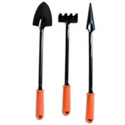 HOMEGARDEN 3 Piece Long Handled Mini Garden Tools Set | 7.5 19 cm to 9 22.8 cm Steel Tools | Rubber Handles | For Potted Plants & Window Boxes