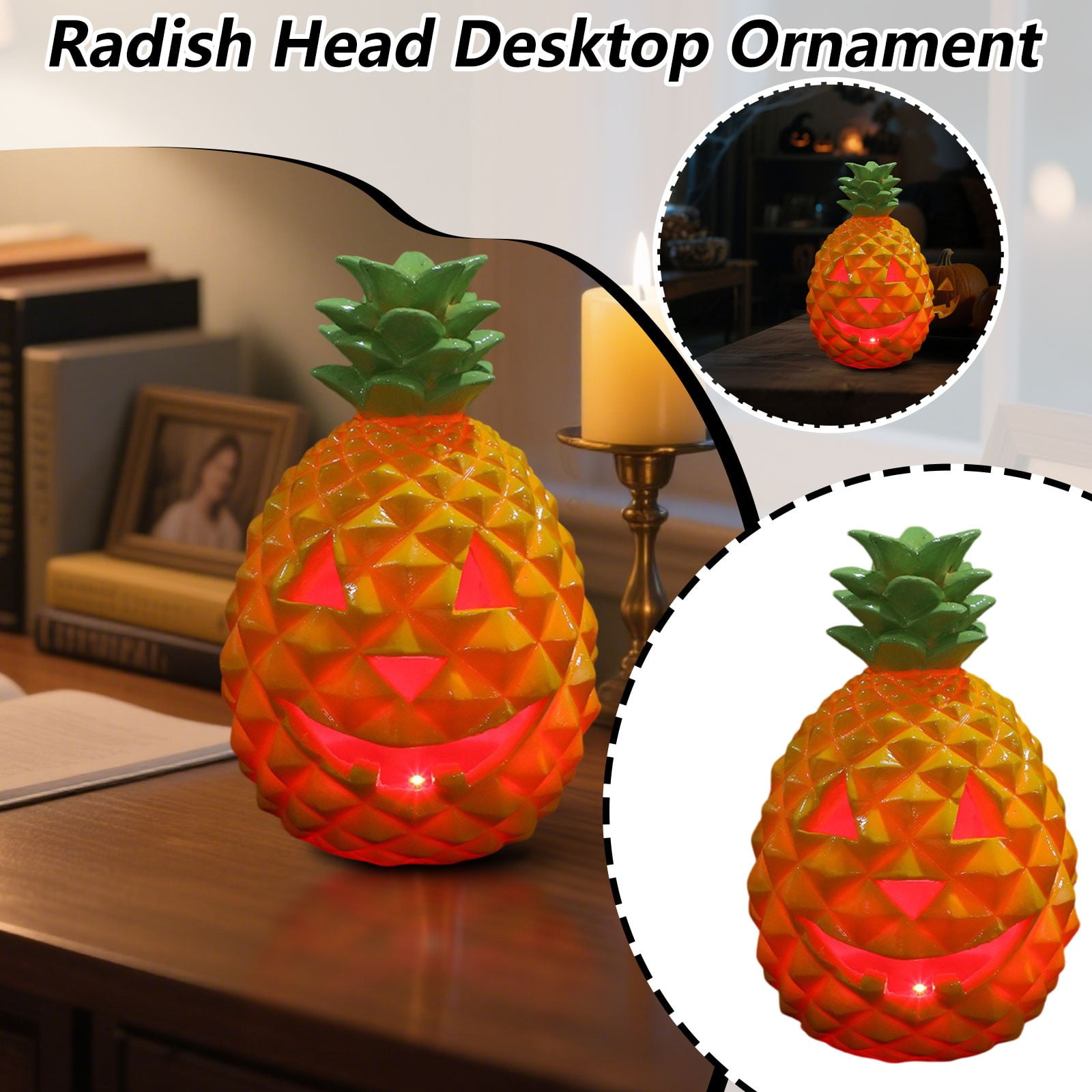 HOMEGOODS Pineapple Jack O Lantern Light Up LED Halloween SUMMERWEEN(01)