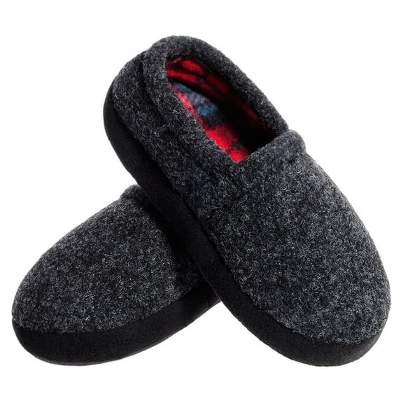 HOMEHOT Big Kid Boy's Slippers House Shoes with Anti Slip Sole Indoor Outdoor Grey 4-5