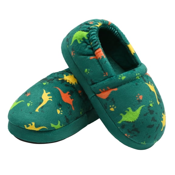 HOMEHOT Boy Slippers Toddler Memory Foam Slippers Kids Dinosaur Slippers Green 9-10 Toddler