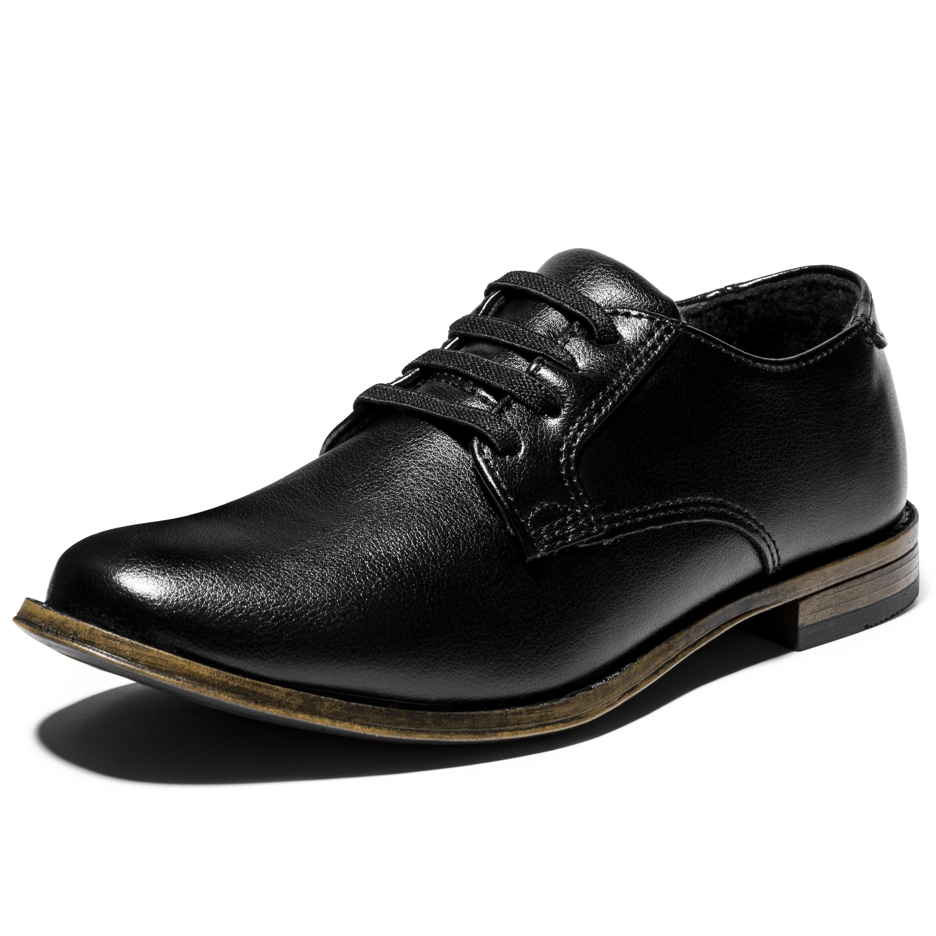 HOMEHOT Boys Dress Shoes Boys Loafers Casual Slip on School Shoes Black