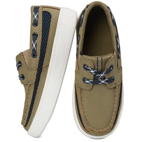 HOMEHOT Boys Loafers ​Slip on Casual Boat Shoes Dress School Shoes Slip on Loafers for Kids Brown 1 Big Kid