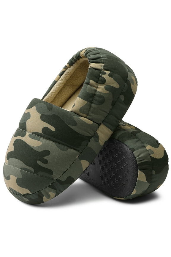 Boys Slippers Memory Foam Camouflage House Slippers Slip on Bedroom Shoes Camouflage 11-12 Little Kid