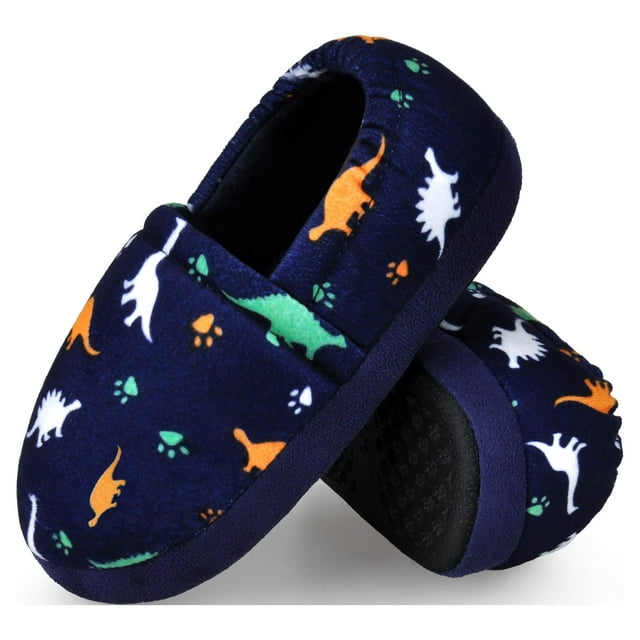 HOMEHOT Boys Slippers for Kids Cozy Lining Bedroom Shoes Elastic Heel ...