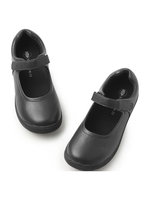 Girl's School Uniform Shoes Strap Dress Mary Jane Flats Black Size 1 Famale Kids