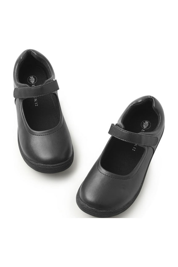 Girl's School Uniform Shoes Strap Dress Mary Jane Flats Black Size 1 Famale Kids