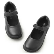 HOMEHOT Girls School Uniform Shoes Strap Dress Mary Jane Flats Black Size 4 Famale Kids