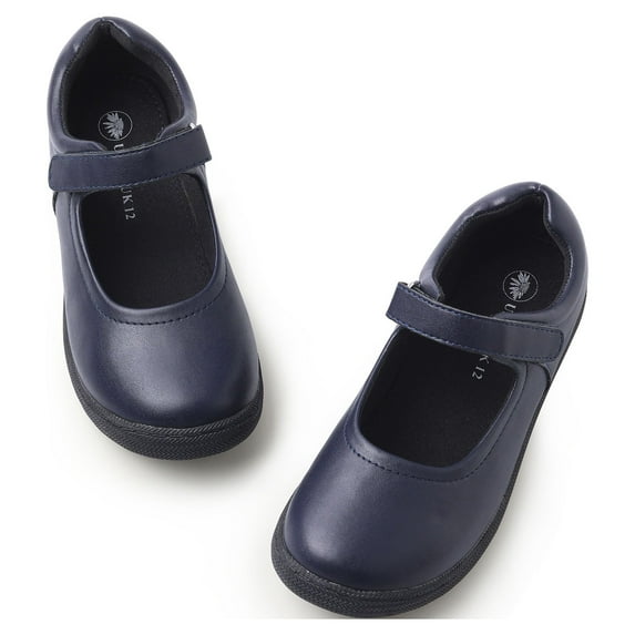 HOMEHOT Girl's School Uniform Shoes Strap Dress Mary Jane Flats Dark Blue Size 3 Famale Kids