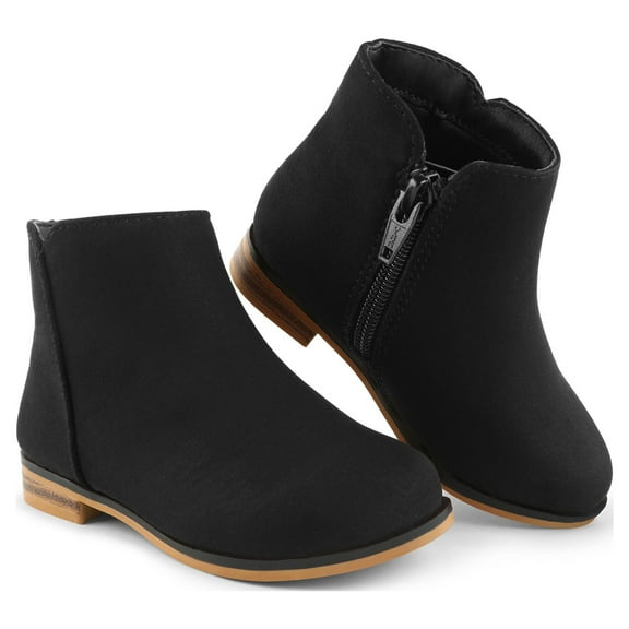 HOMEHOT Girls Ankle Boots Zipper Low Heels Dressing Shoes Toddler Size 9 Black Female