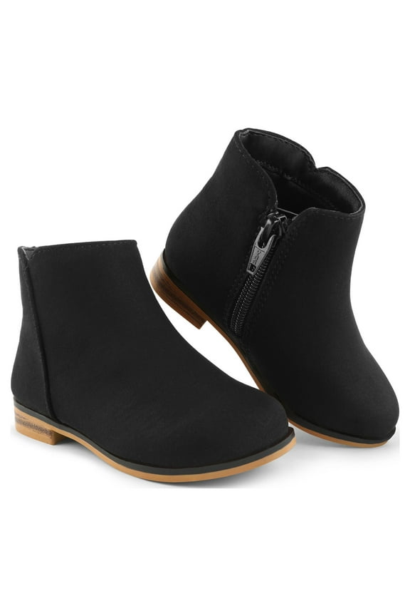 Girls Ankle Boots Zipper Low Heels Dressing Shoes Toddler Size 9 Black Female