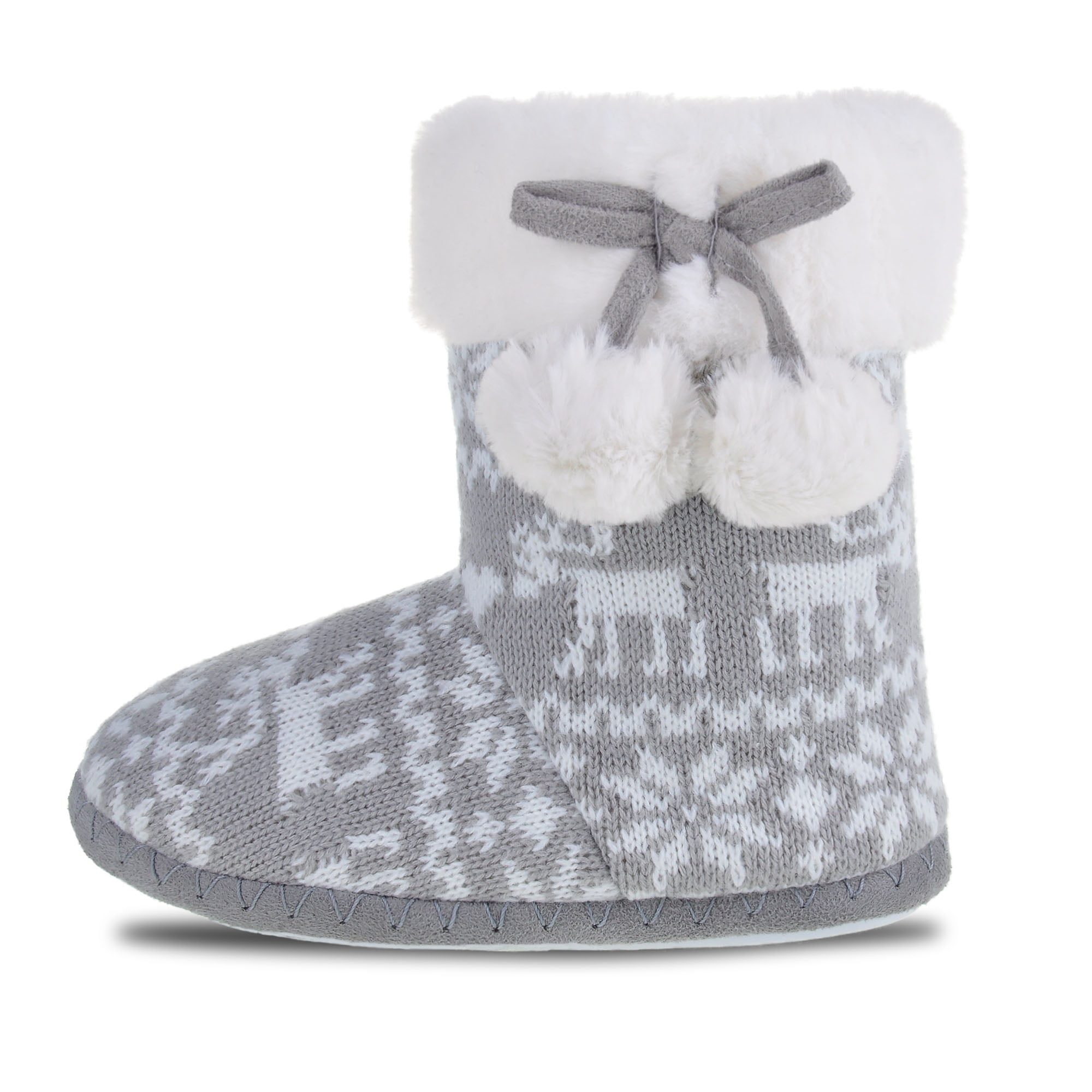 HOMEHOT Girls Bootie Slippers Fuzzy Plush Boots Shoes Memory Foam ...