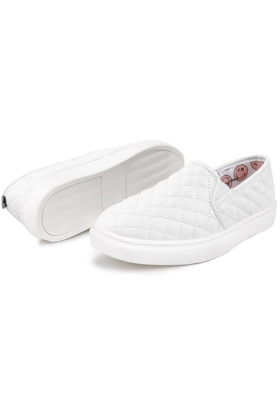 Girls Casual Shoes Slip On Sneakers for Girls Little/Big Kid Comfort Low Top Fashion Sneakers White Size 1 Female