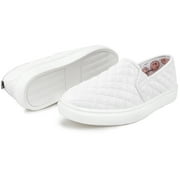 HOMEHOT Girls Casual Shoes Slip On Sneakers for Girls Little/Big Kid Comfort Low Top Fashion Sneakers White Size 13 Female