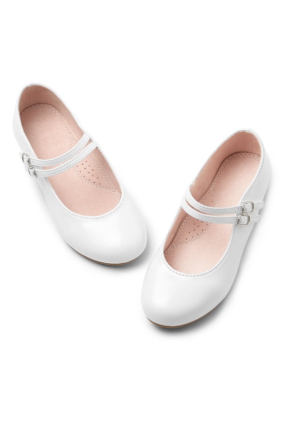 Girls Dress Shoes Mary Jane Shoes for Girls Princess Ballerina Flats Back to School Shoes for Girls Party Wedding White Big Kid 3