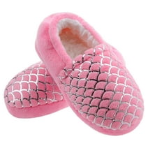 HOMEHOT Girls Slippers Little Kid Big Kid Memory Foam House Slippers Indoor Outdoor Rubber Sole Pink Size 1 Female