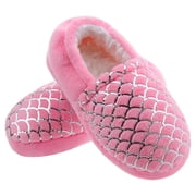 HOMEHOT Girls Slippers Little Kid Big Kid Memory Foam House Slippers Indoor Outdoor Rubber Sole Pink Size 11 Female