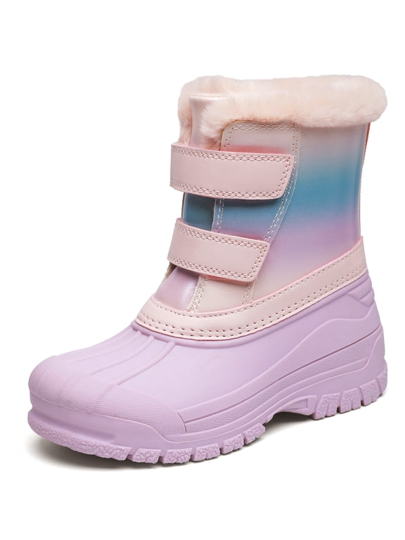 Kid's Snow Boots Faux Fur Lining Warm Winter Boots Anti-slip Boots for Girls Purple 13 Little Kid