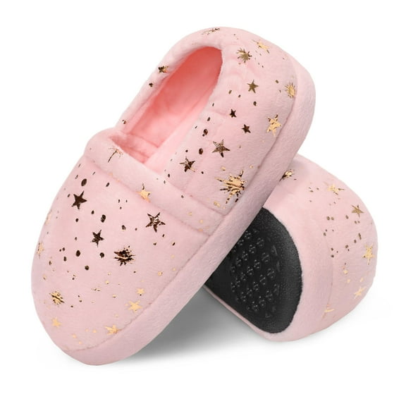 HOMEHOT Kids Toddler Slippers for Girls Cozy Memory Foam House Shoes Boys Bedroom Slippers Pink Size 2-3 Female