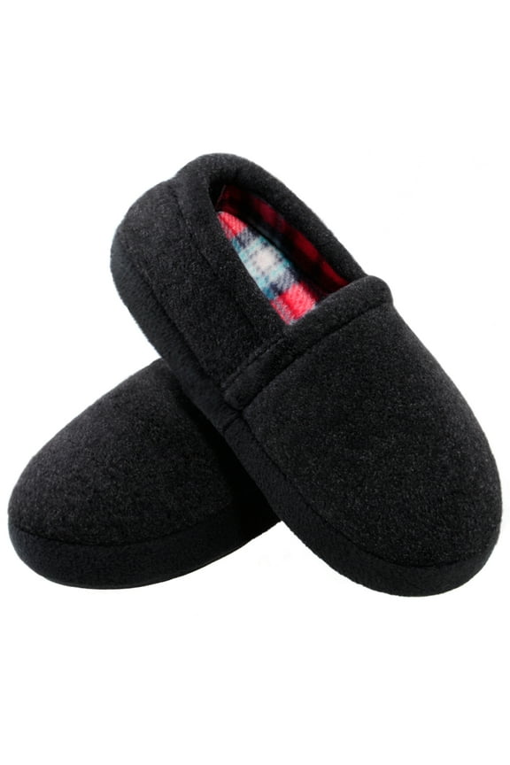 Slippers for Big Kid Boys House Shoes Indoor Outdoor with Anti Slip Sole Black 2-3 M