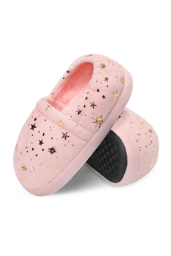 Slippers for Girls Boys Memory Foam Bedroom Shoes Non-slip Rubber Sole Indoor Outdoor Pink Size 11-12 Female