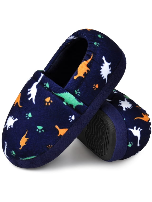 Toddler Boys Slippers Elasitc Heel Memory Foam House Shoes Indoor Outdoor Dark Blue Size 9 10 US