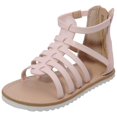 thumbnail image 1 of HOMEHOT Toddler Girl Sandals for Summer Gladiator Cross-tied Zipper Flat Sandals with Strappy Ankle Zipper Toddler 9 Pink, 1 of 6