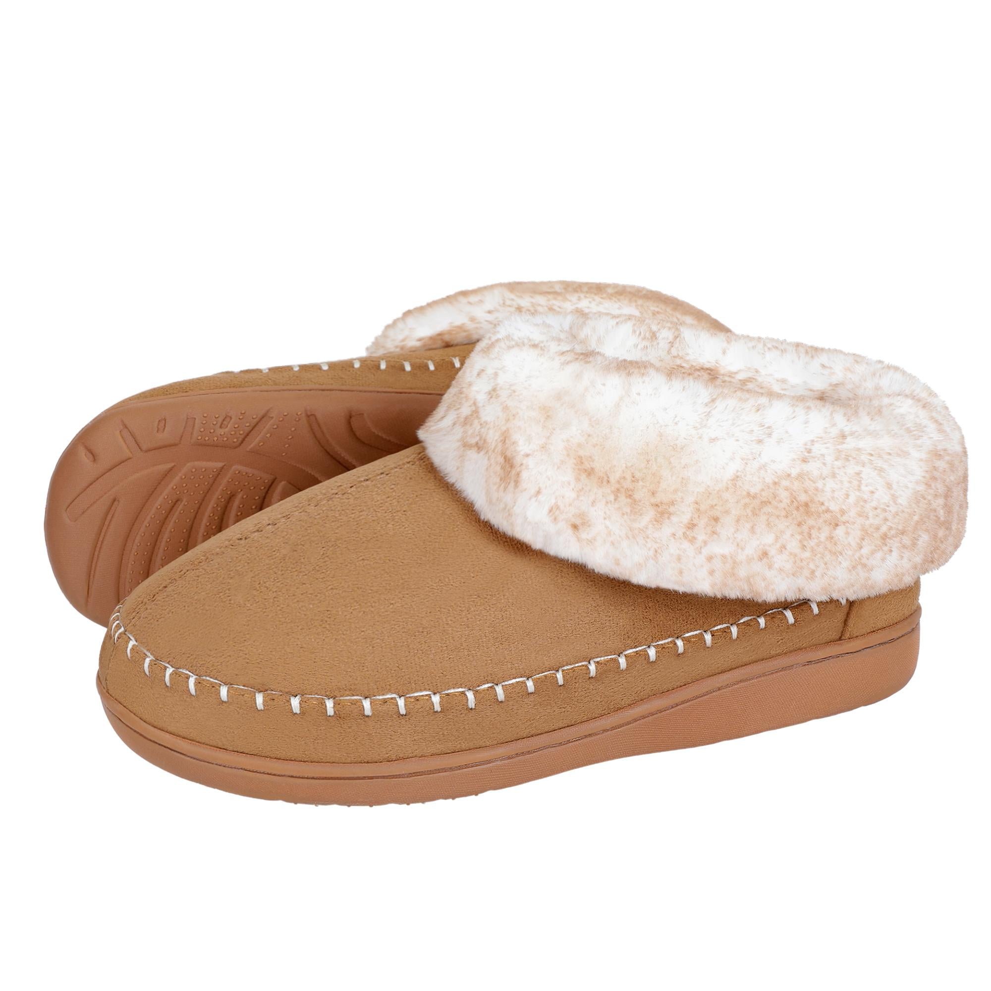 HOMEHOT Women Booties Slippers Warm Fur Lining Memory Foam House Ankle