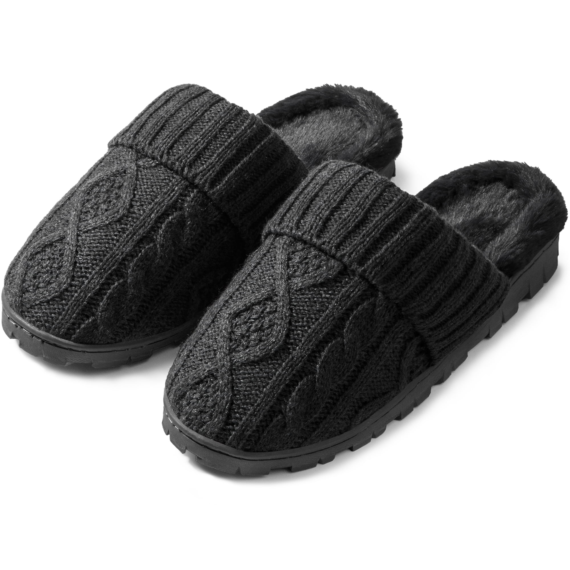 HOMEHOT Women Slippers Warm Fuzzy House Slippers for Women Memory Foam Bedroom Shoes Black 5 6 Walmart