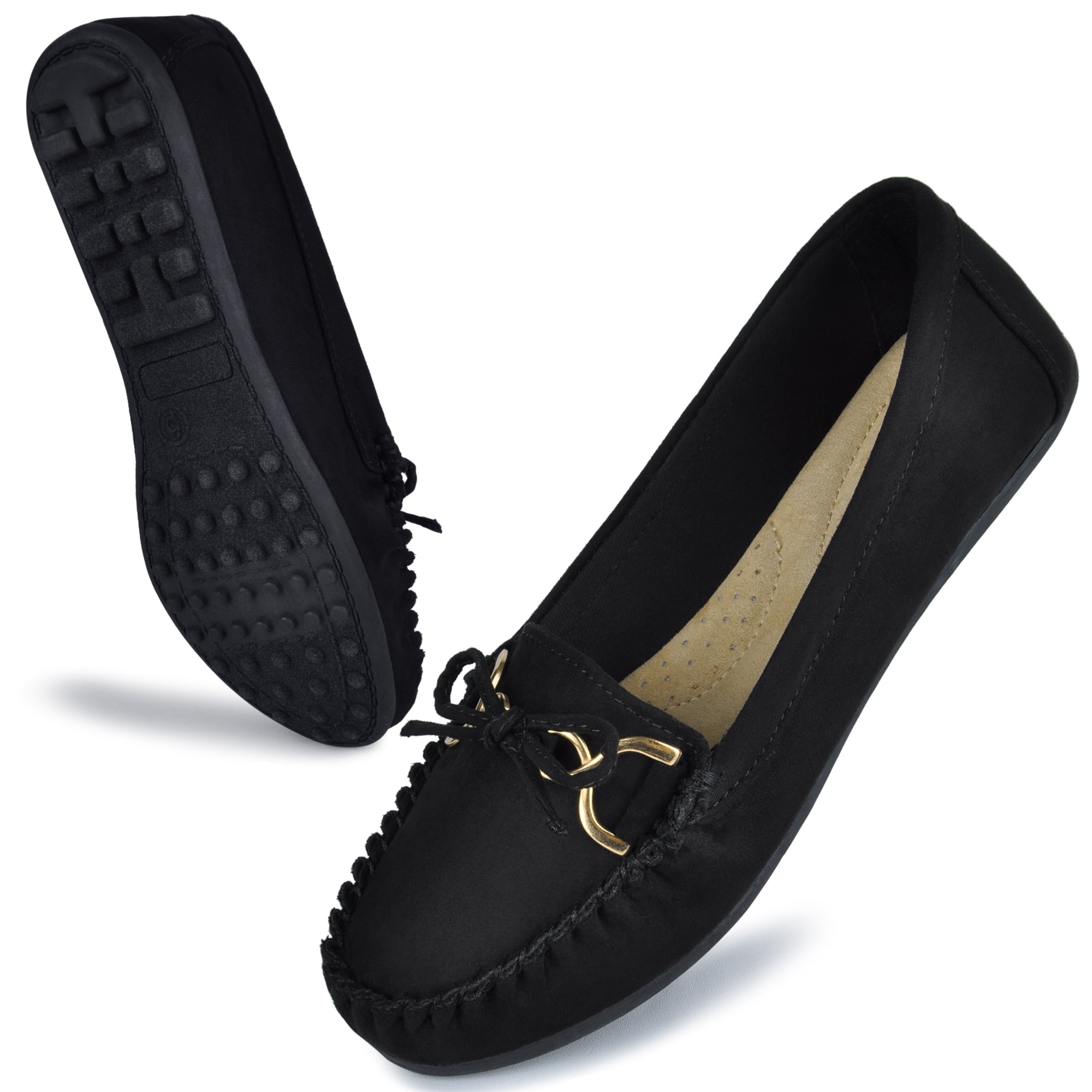 HOMEHOT Womens Loafers Casual Slip ons Shoes with Bowknot Comfort Walking Penny Loafers for