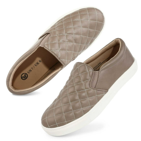 HOMEHOT Womens Loafers Slip On Sneakers for Women Comfort Low Top Casual Shoes with Memory Foam Brown Size 10