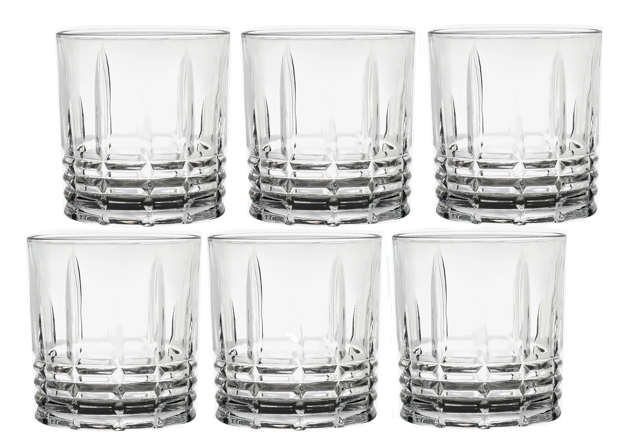 HOMEHUT 11 Ounce Double Old Fashion Drinking Glass-Textured Cut Glass ...