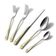 thumbnail image 1 of HOMEHUT 40-Pieces Flatware Set - Gold Cutlery Set Service for 8 People, 18/10 Premium Stainless Steel Silverware Cutlery, 24 Karat Gold-plated, 538G, 1 of 9