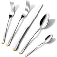 thumbnail image 1 of HOMEHUT 60-Pieces Flatware Set - Gold Cutlery Set Service for 12 People, 18/10 Premium Stainless Steel Silverware Cutlery, 24 Karat Gold-plated, 002G, 1 of 9