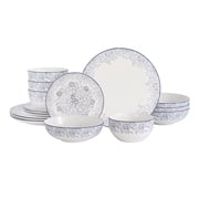 HOMEHUT Blue Floral Bone China Dinnerware Set, White, Service for 4, 16 Piece