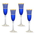 thumbnail image 1 of HOMEHUT Cobalt Blue Champagne Flutes with Gold Rings, Set of 4, 1 of 4