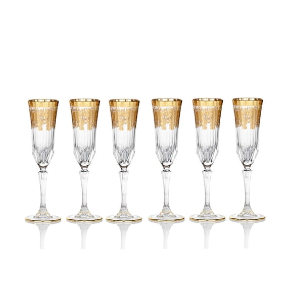 HOMEHUT Collection Elegant and Modern Crystal Champagne Flutes Set for Hosting Parties and Events - Set of 6, Clear Champagne Flutes - Made in Italy