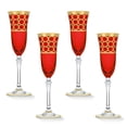 thumbnail image 1 of HOMEHUT Deep Red Colored Champagne Flutes with Gold Rings, Set of 4, 1 of 3