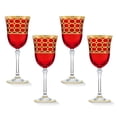 thumbnail image 1 of HOMEHUT Deep Red Colored Red Wine Goblet with Gold Rings, Set of 4, 1 of 1