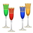 thumbnail image 1 of HOMEHUT Multicolor Champagne Flutes with Gold Rings, Set of 4, 1 of 4