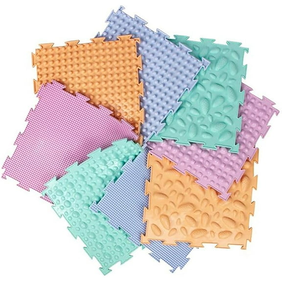 HOMEHUT Ortodon Baby Pastel Modular Sensory Mat - Stimulating Massage Mats for Kids & Adults - PVC Material, 8 Piece Set