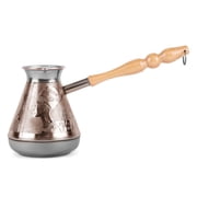 HOMEHUT Premium Egypt Copper Cezve with Wooden Handle Handcrafted Turkish Coffee Maker Food-Grade Tin Lining Copper Coffee Pot