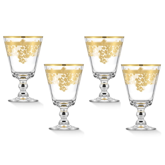 HOMEHUT Rosalia Gold Short Goblet, Set of 4