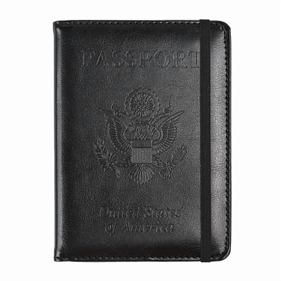 HOMEIORA 1 Pack RFID Passport Holder Cover Traveling Passport Case, Elastic Band Closure - Black