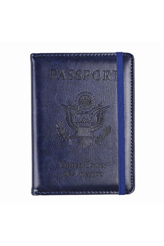 1 Pack RFID Passport Holder Cover Traveling Passport Case, Elastic Band Closure - Dark Blue